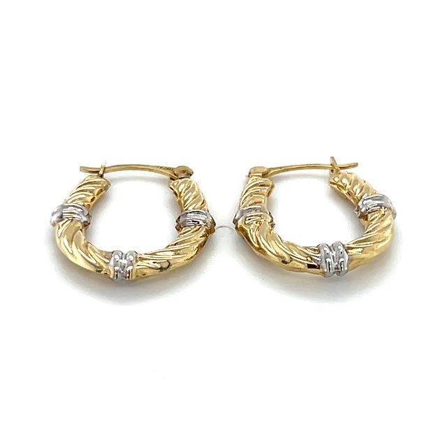 14K Two-Tone Gold Hoop Earrings; 0.7DWT; 1.1g
