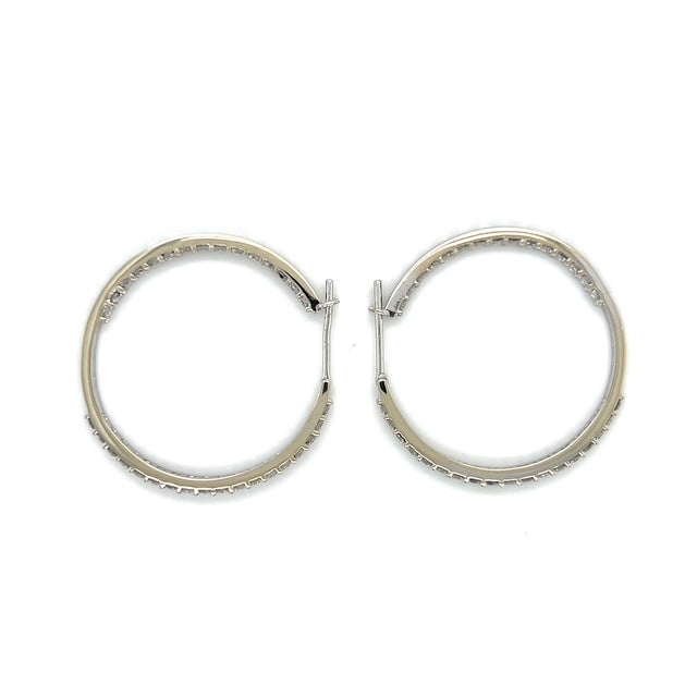 14K White Gold Diamond Hoop Earrings; 0.50CTW; 7g