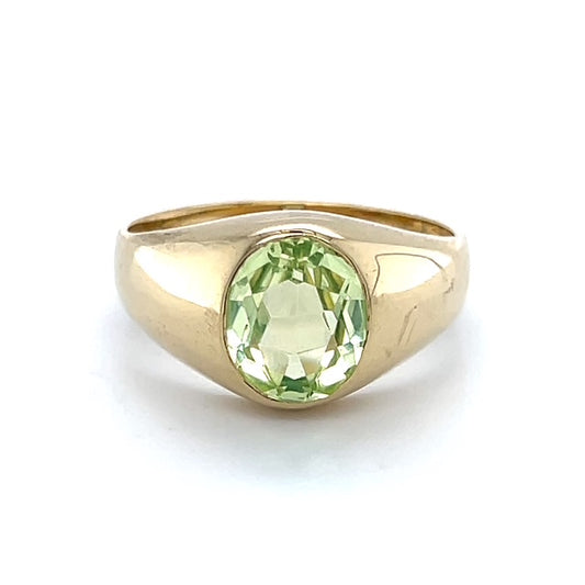10K Yellow Gold Green Spinel Gentleman's Ring; 5.4g; Size 9.75