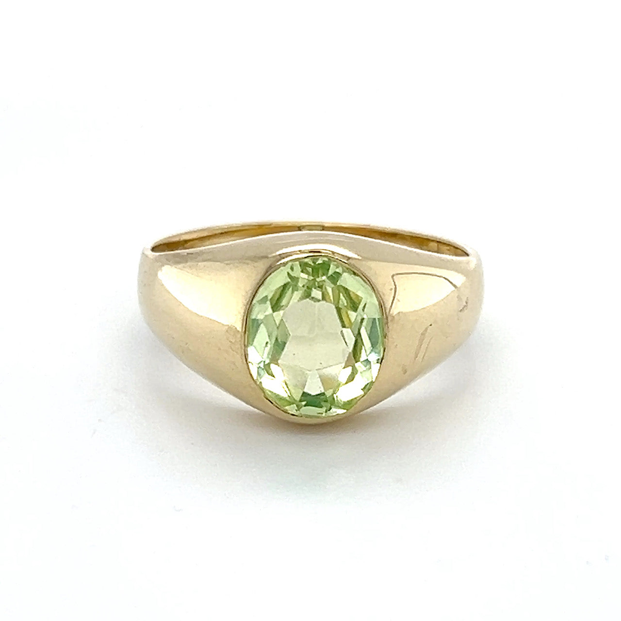 10K Yellow Gold Green Spinel Gentleman's Ring; 5.4g; Size 9.75