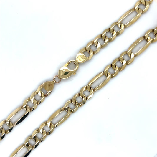 10K Yellow Gold 22" Figaro Chain; 24.9g