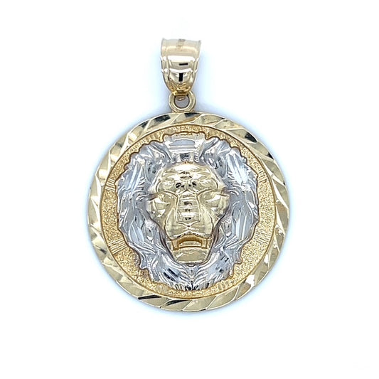 10K Two-Tone Gold Lion Pendant; 3.7g