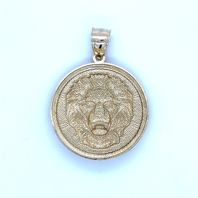 10K Two-Tone Gold Lion Pendant; 3.7g