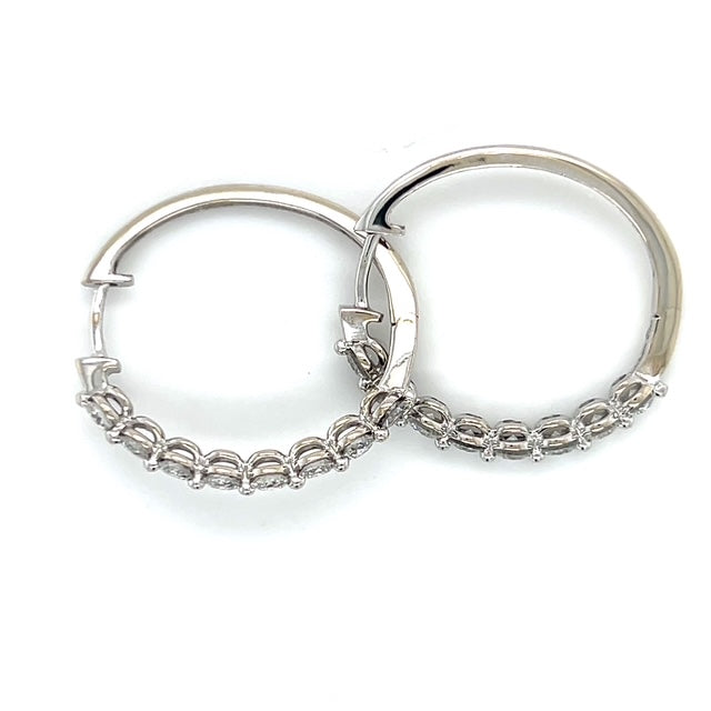 14K White Gold Diamond Hoop Earrings; 5.6g; 2.0CTW