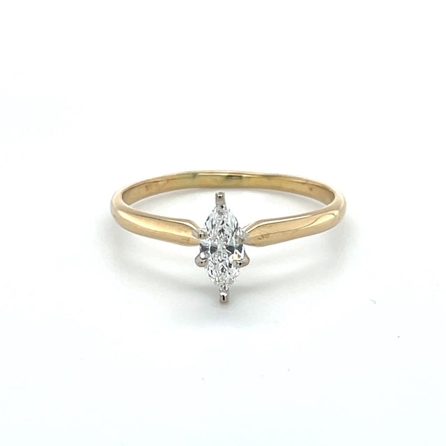 14K Yellow Gold Diamond Lady's Solitaire Ring; Size 14