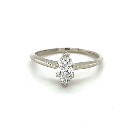 14K White Gold Diamond Lady's Solitaire Ring; Size 8