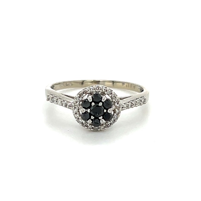 10K White Gold Sapphire Lady's Accent Ring; Size 7