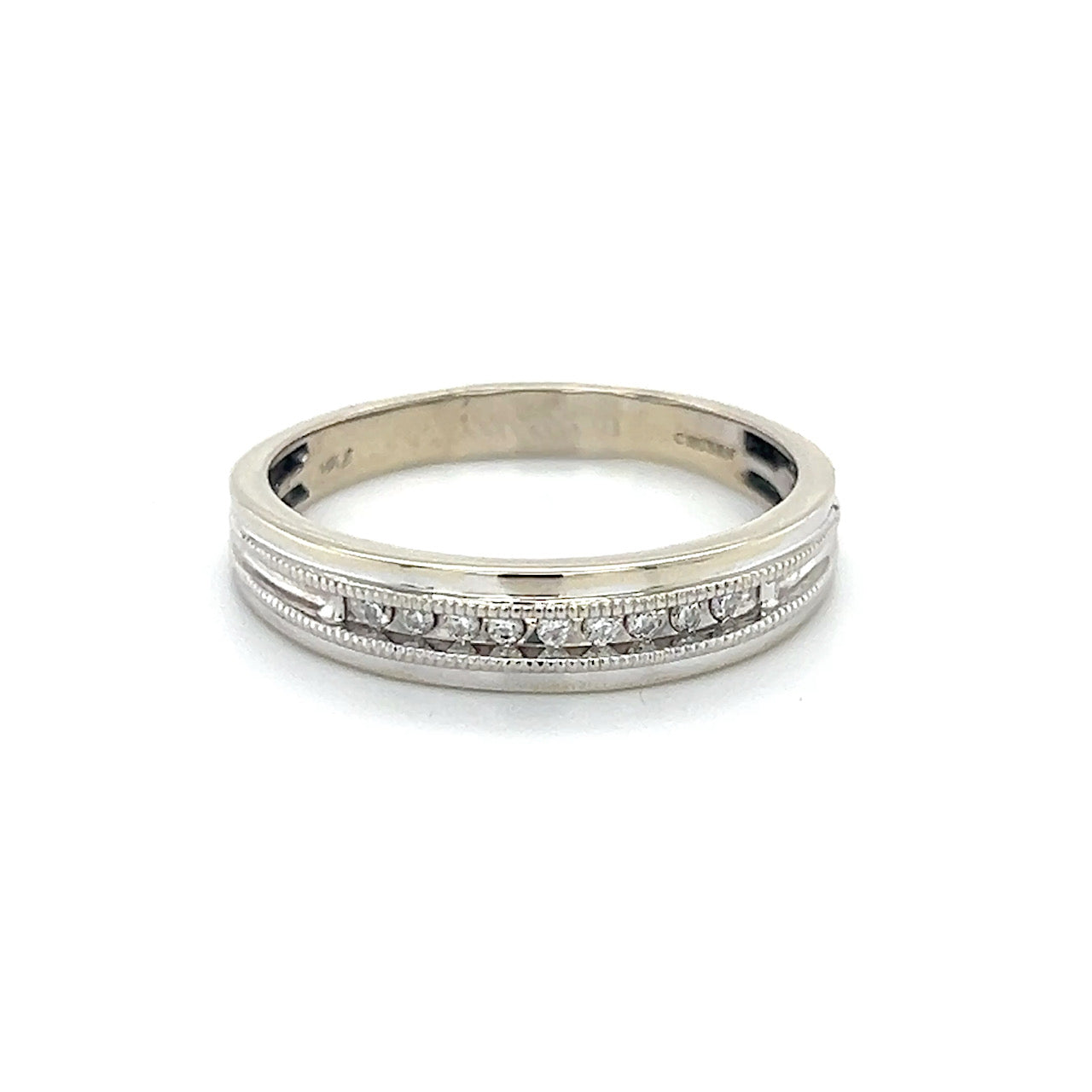 14K White Gold Diamond Gentleman's Wedding Band; Size 12.5