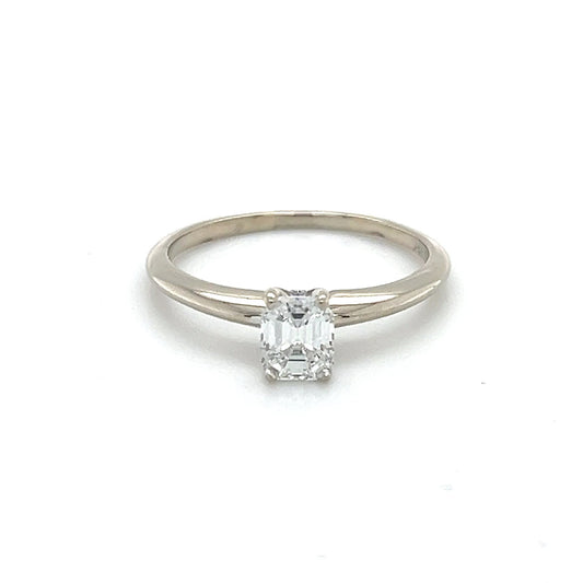 14K White Gold Diamond Lady's Solitaire Ring; Size 8