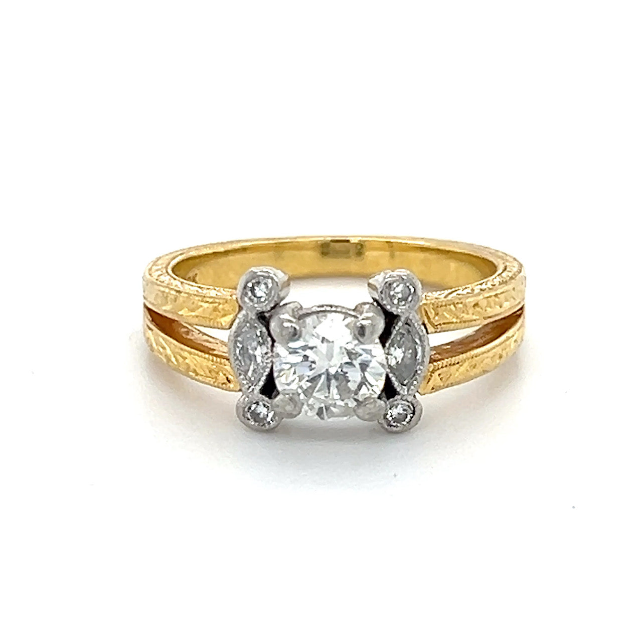18K Yellow Gold Diamond Lady's Fashion Ring; Size 6.5