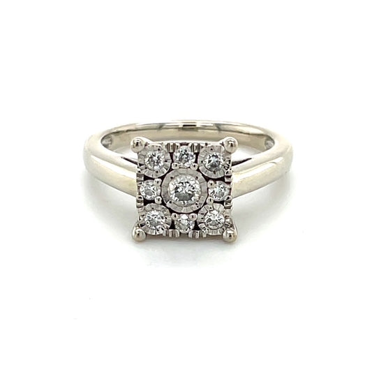10K White Gold Diamond Lady's Fashion Ring; Size 7