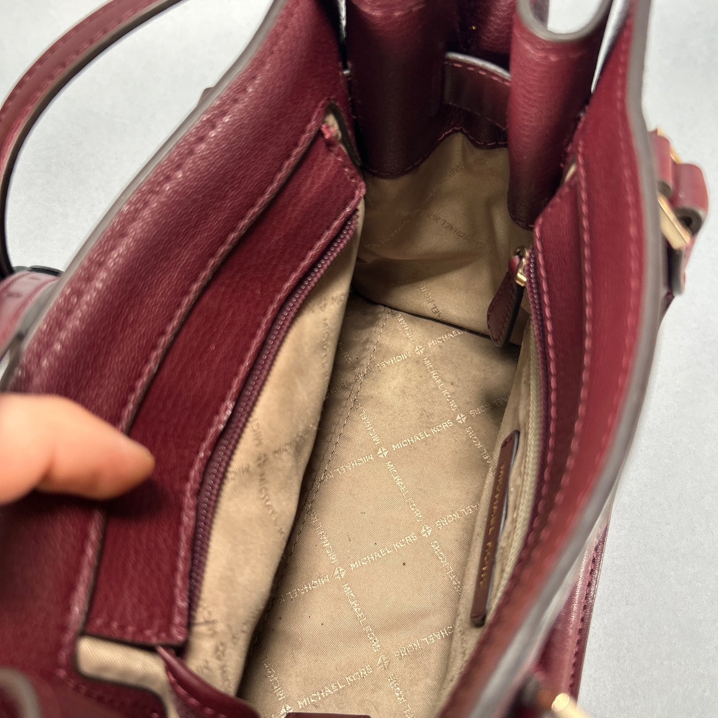 Michael Kors Hamilton Satchel Bag - Maroon