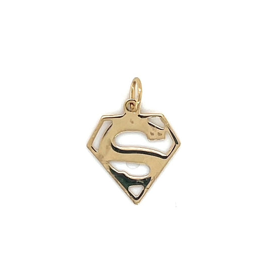 14K Yellow Gold Superman "S" Pendant