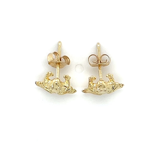 14K Yellow Gold Frog Stud Earrings; 0.9g