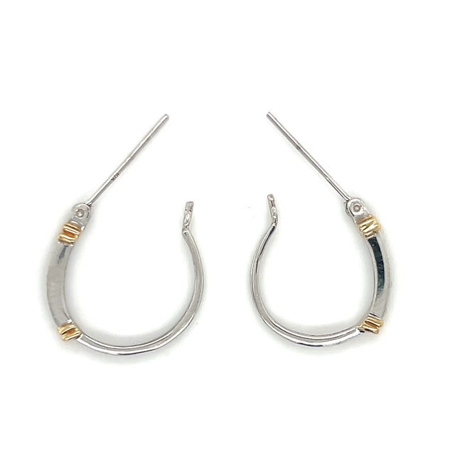 10K Two-Tone Gold Diamond Earrings; 0.12CTW; 2g