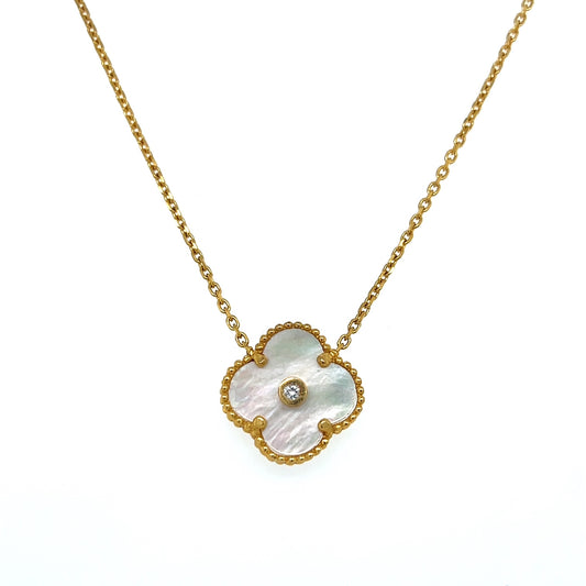 21K Yellow Gold 17.5" Flower Chain Necklace