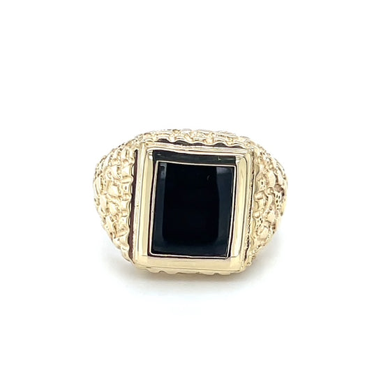 10K Yellow Gold Onyx Gentleman's Ring; Size 10.5