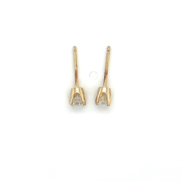 14K Yellow Gold Diamond Stud Earrings