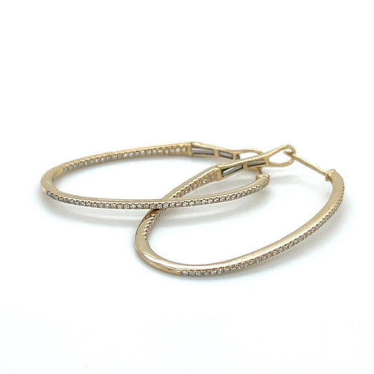 14K Yellow Gold Moissanite Hoop Earrings