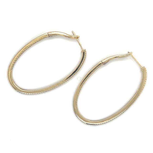 14K Yellow Gold Moissanite Hoop Earrings