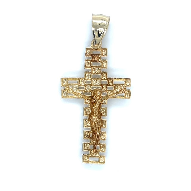 10K Two-Tone Gold Jesus Cross Pendant