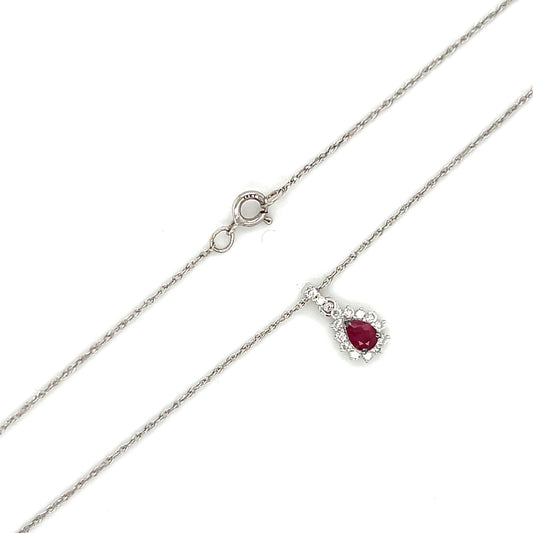 14K White Gold 18" Diamond & Stone Accent Necklace
