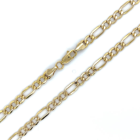 10K Yellow Gold 24" Figaro Chain