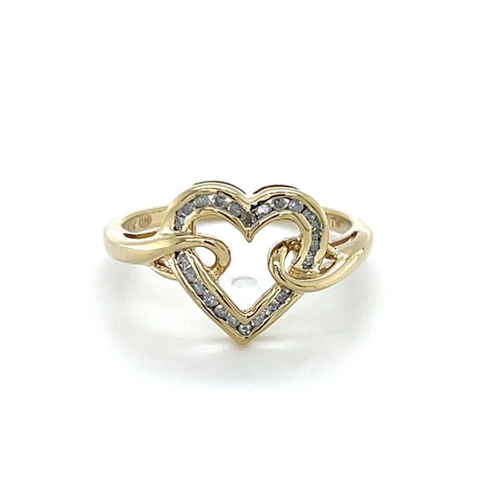 10K Yellow Gold Diamond Lady's Fashion Heart Ring