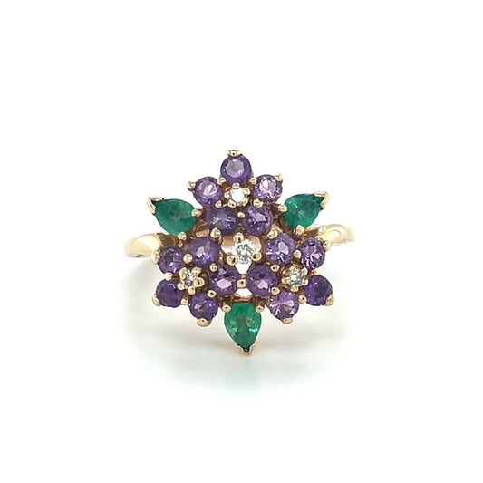 14K Yellow Gold Diamond & Stone Accent Ring