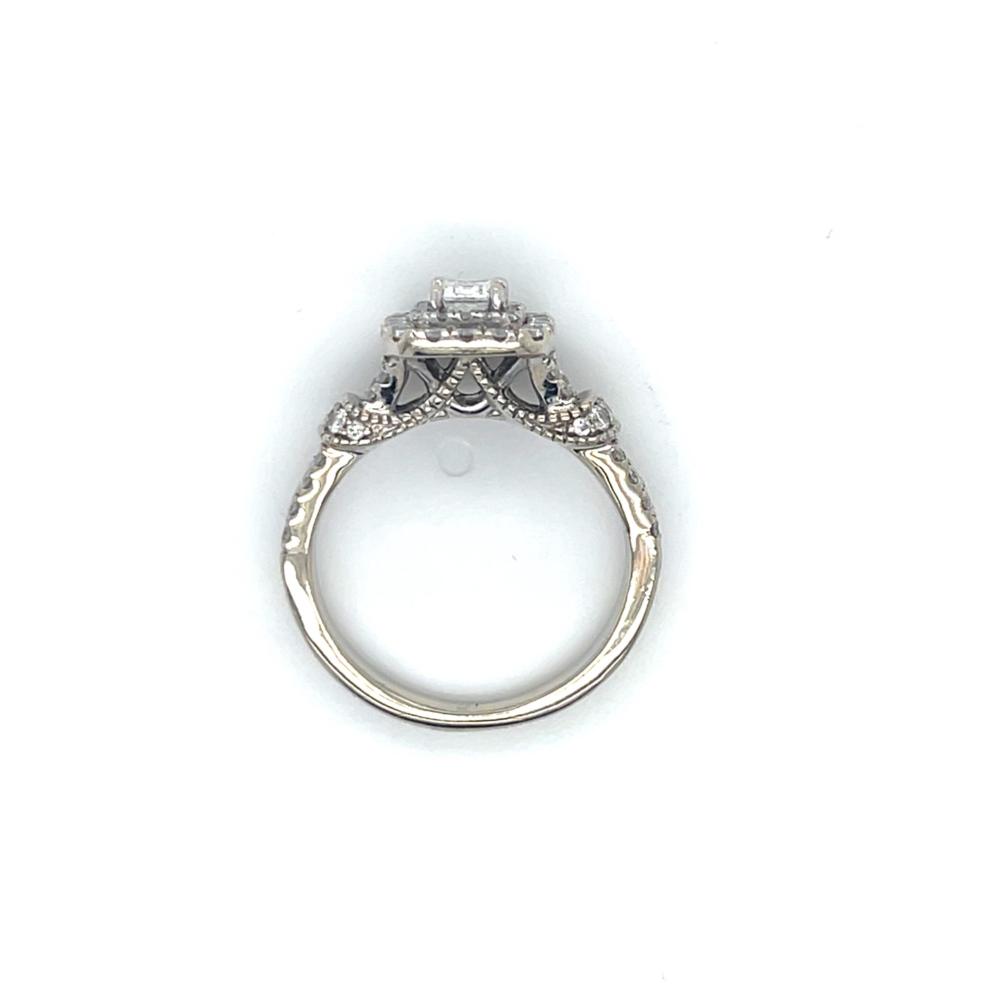 14K White Gold Diamond 1.22CTW Halo Engagement Ring; Size 6