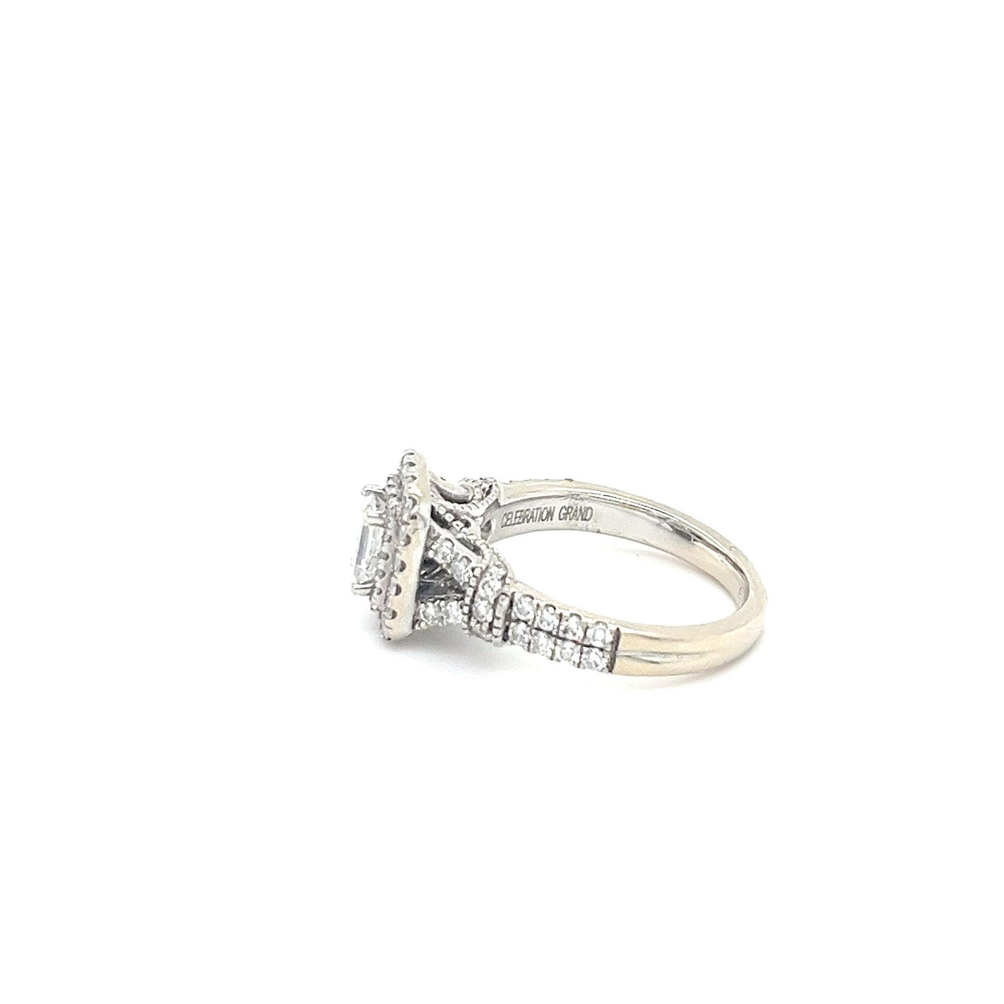 14K White Gold Diamond 1.22CTW Halo Engagement Ring; Size 6