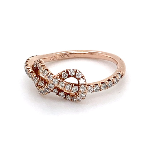 14K Rose Gold & Diamonds Love Knot Ring; 0.80CTW; Size 5; 2.1g