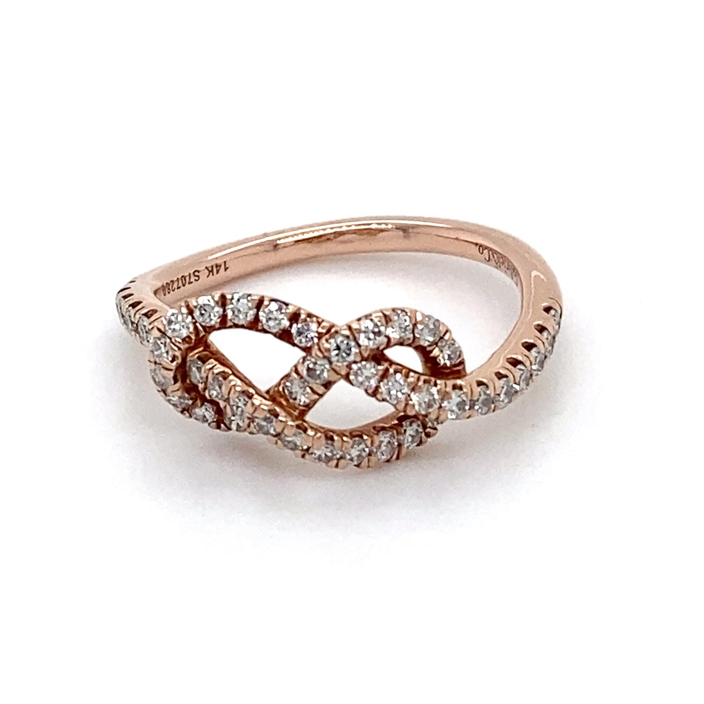 14K Rose Gold & Diamonds Love Knot Ring; 0.80CTW; Size 5; 2.1g