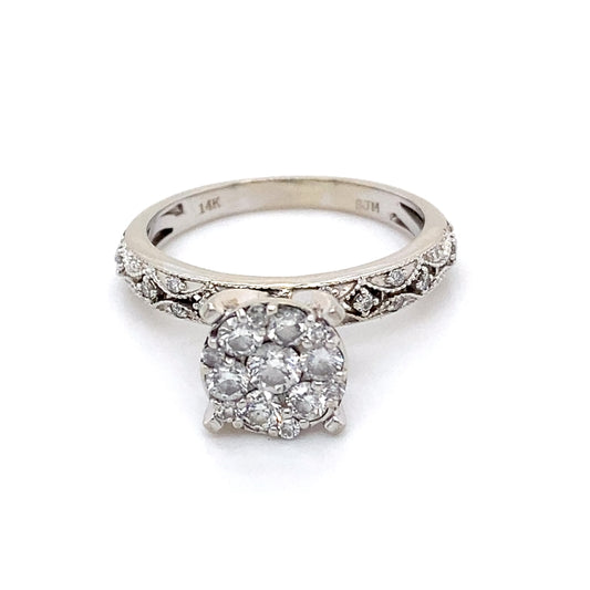 14K White Gold Diamond Ring; 0.75CTW; Size 8; 4.5g