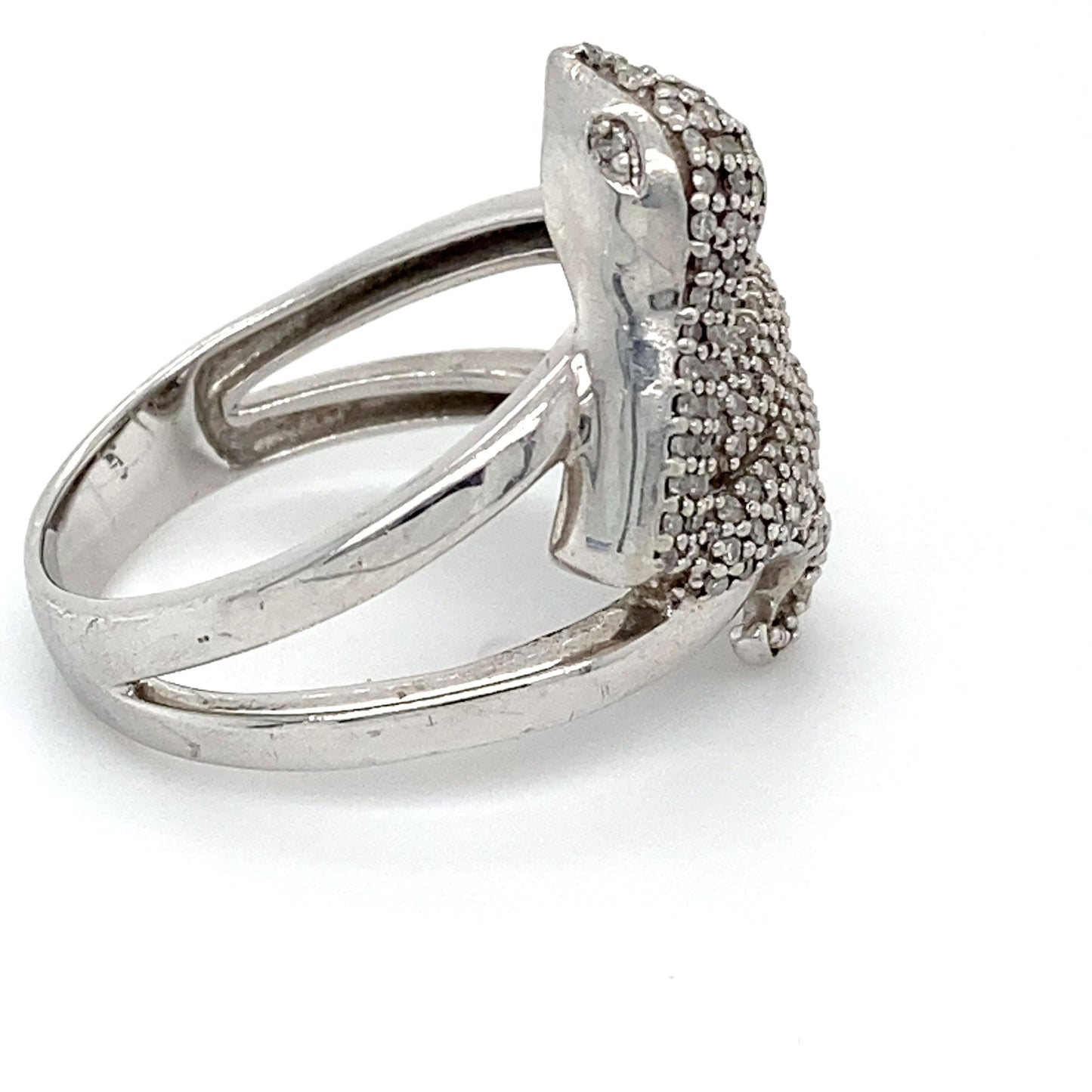 925 Silver Diamond Ring; Size 6.5; 4.6g