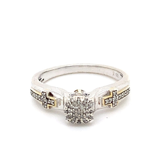925 Silver Diamond Ring; Size 7; 3.4g