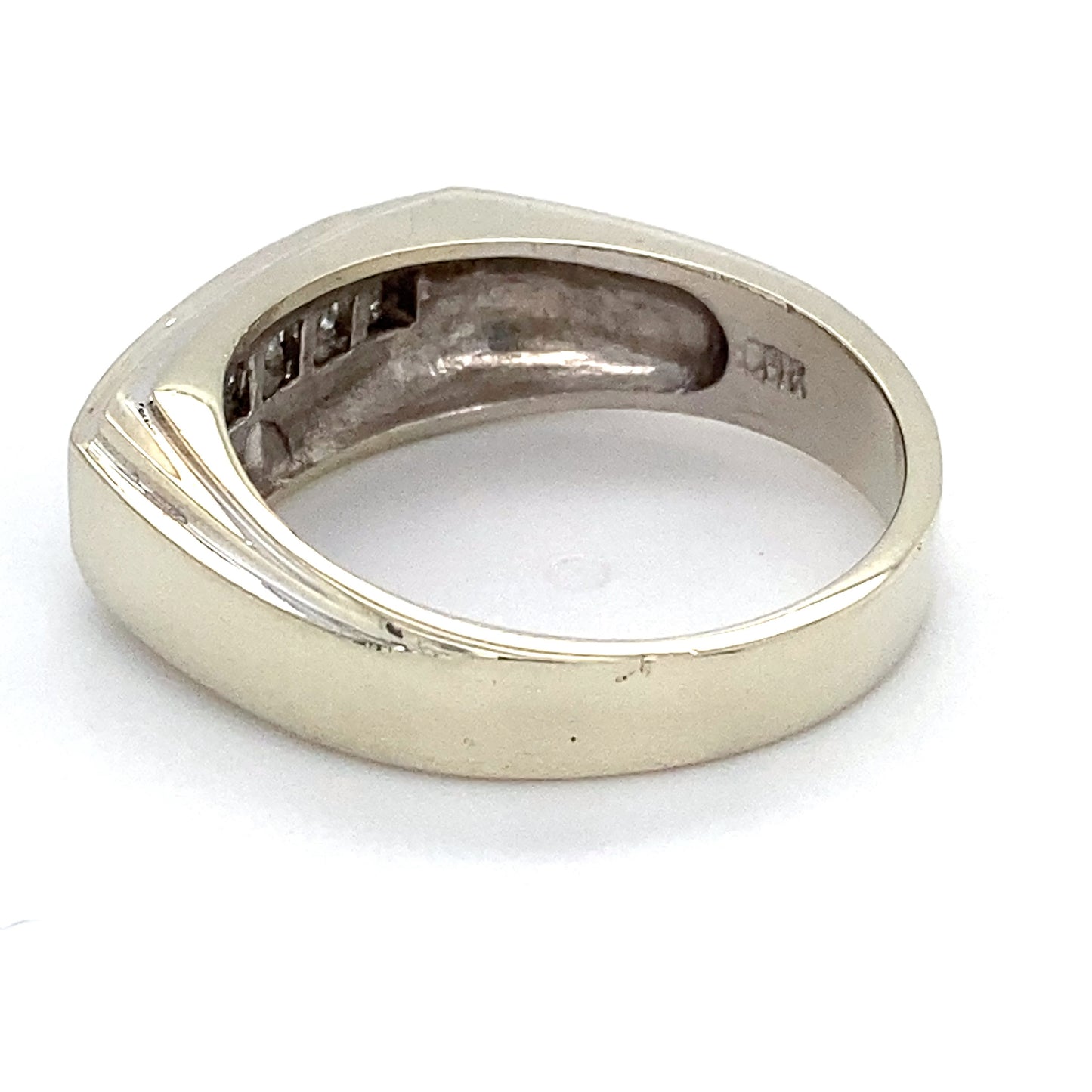 14K White Gold & Diamond Gentleman's Ring; 5.9DWT; Size 11