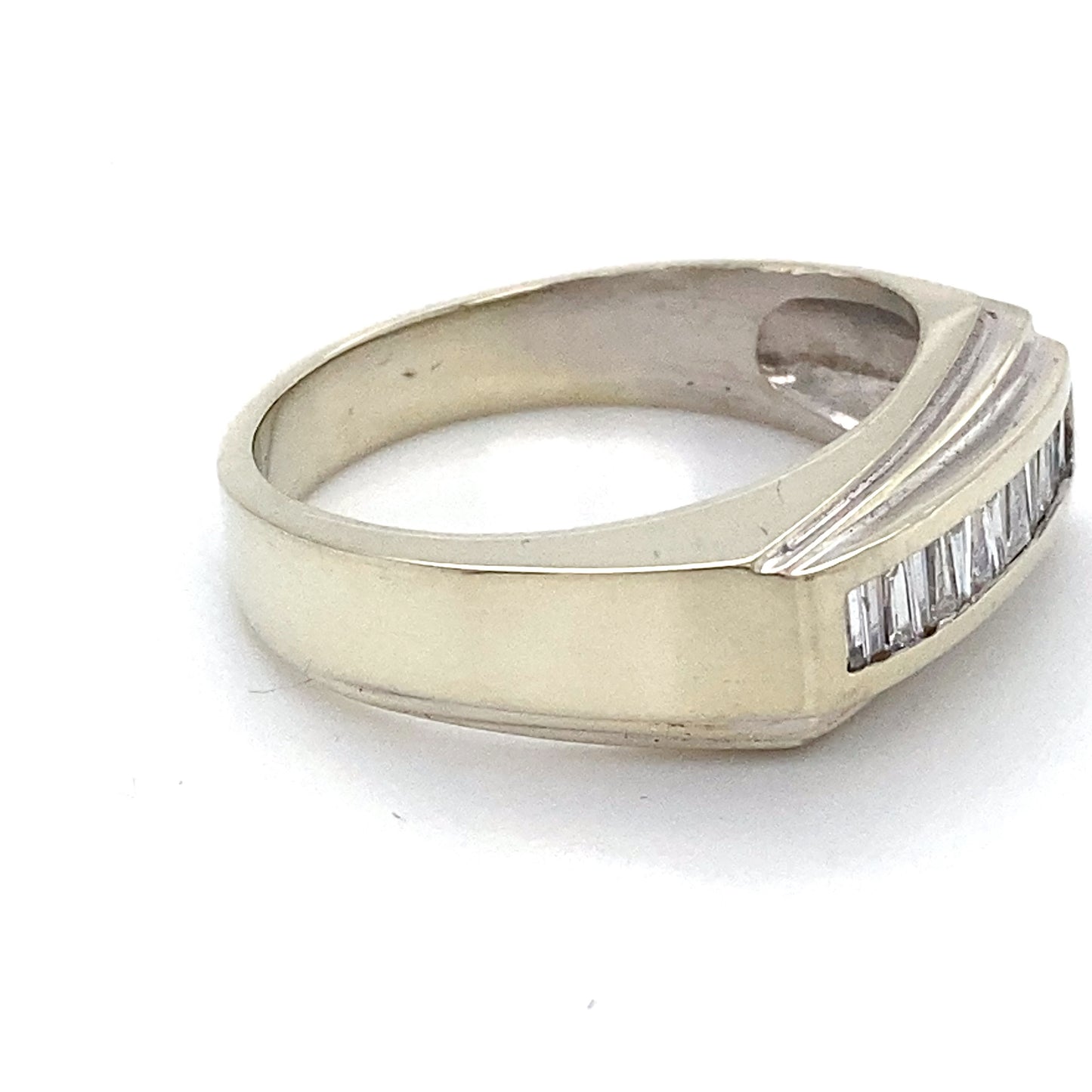 14K White Gold & Diamond Gentleman's Ring; 5.9DWT; Size 11