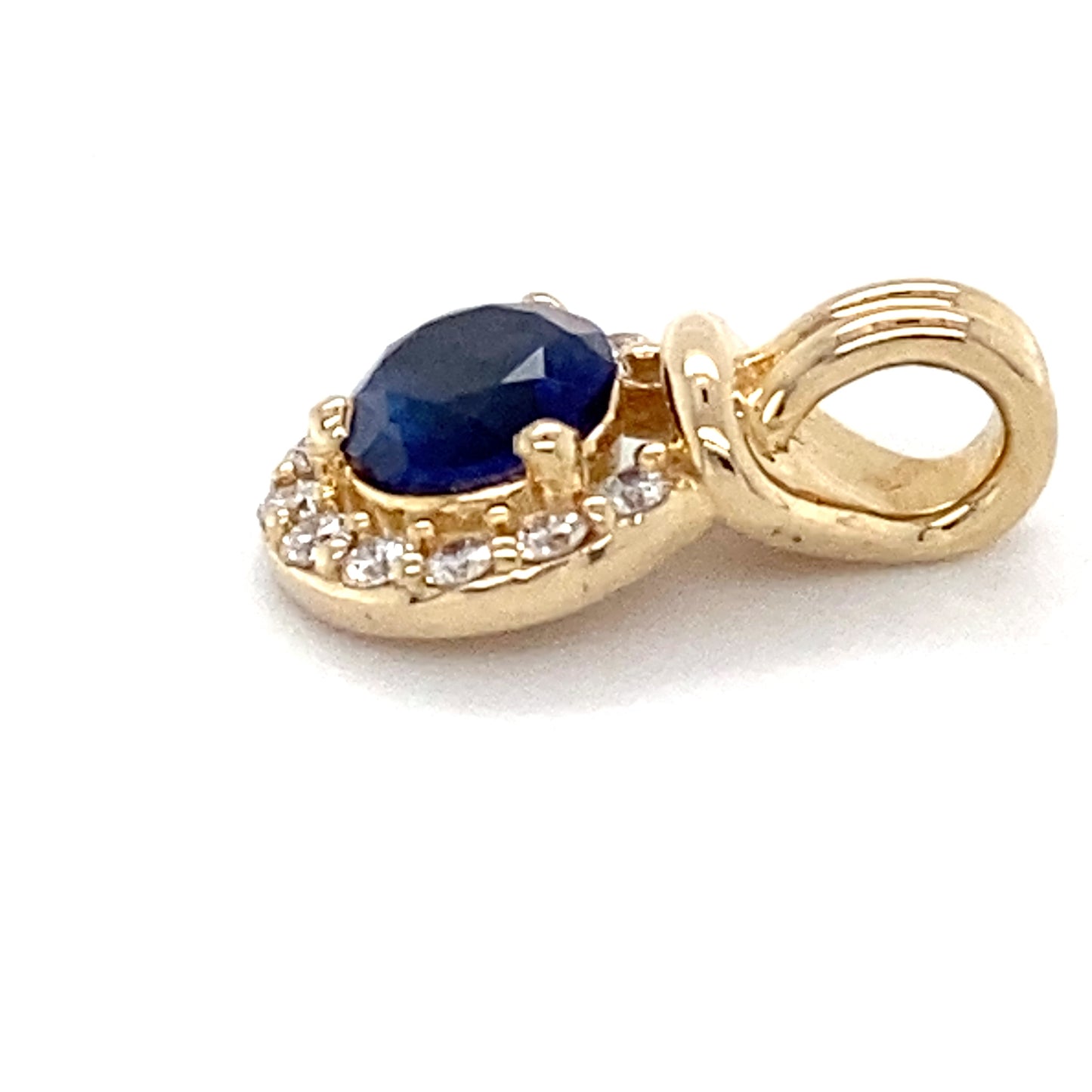 14K Yellow Gold Sapphire & Diamond Pendant; 0.25CTW