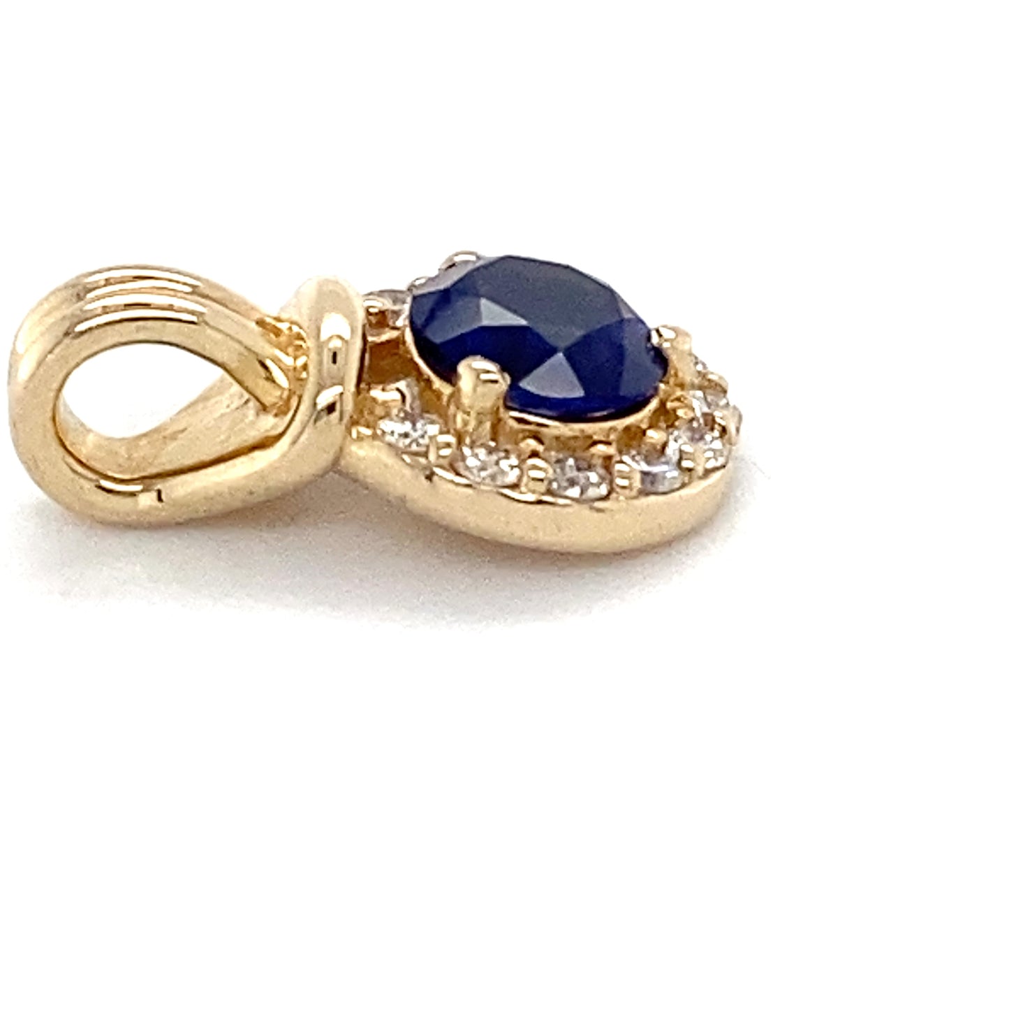 14K Yellow Gold Sapphire & Diamond Pendant; 0.25CTW