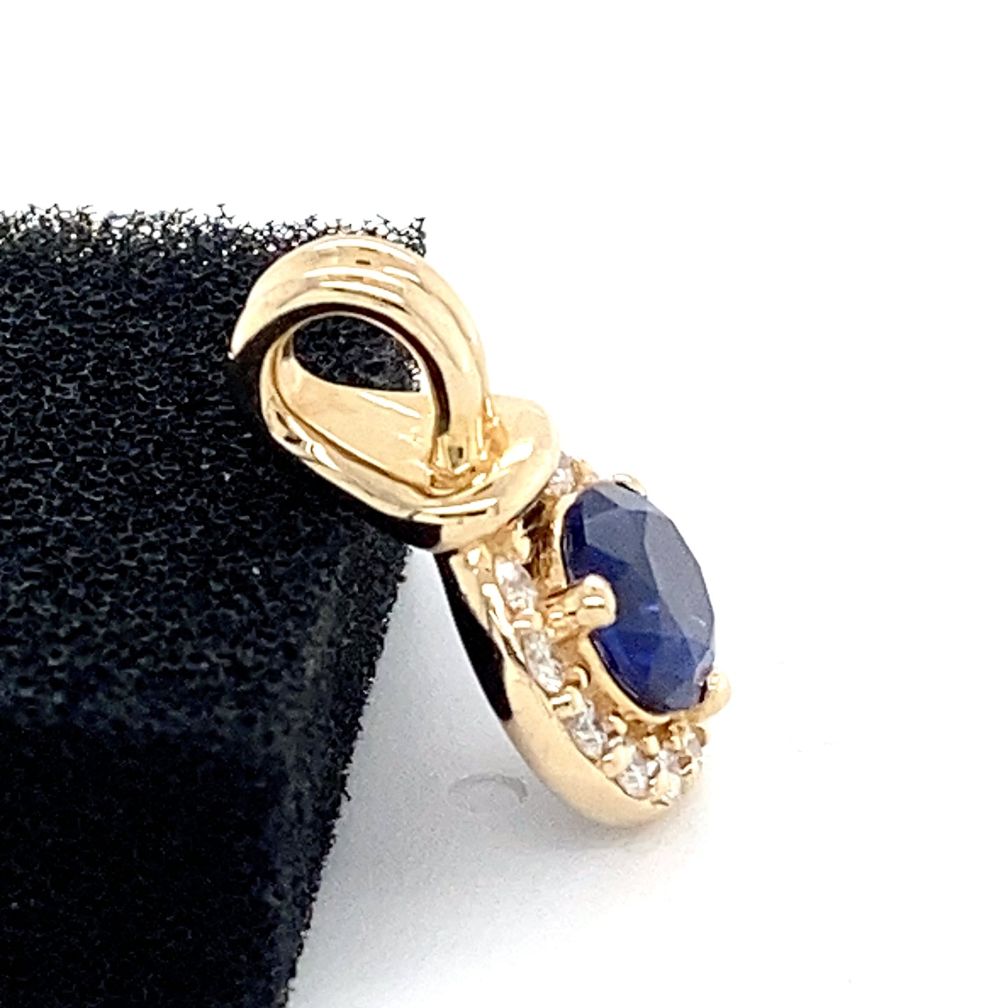 14K Yellow Gold Sapphire & Diamond Pendant; 0.25CTW
