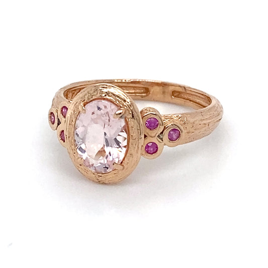 14K Rose Gold Morganite Ring; Size 5.5; 2.6g