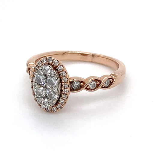 10K Rose Gold Halo Diamond Ring; 0.40CTW; Size 5; 2.9g
