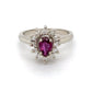 14K White Gold Ruby and Diamond Ring; 0.15CTW; Size 6