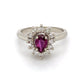 14K White Gold Ruby and Diamond Ring; 0.15CTW; Size 6