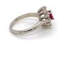 14K White Gold Ruby and Diamond Ring; 0.15CTW; Size 6