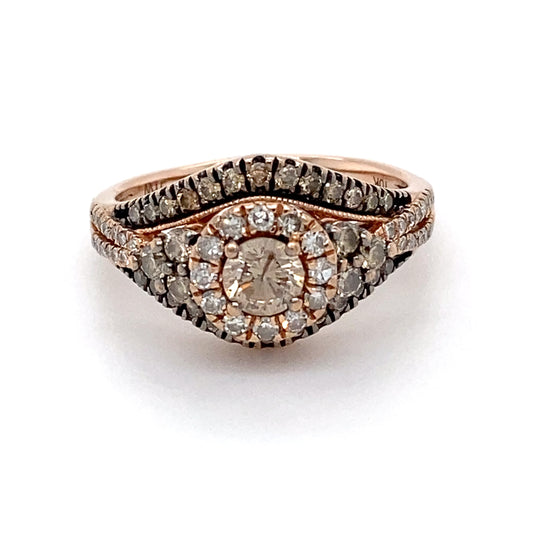 10K Rose Gold Halo Diamond Ring; 0.75CTW; Size 6; 3.8g
