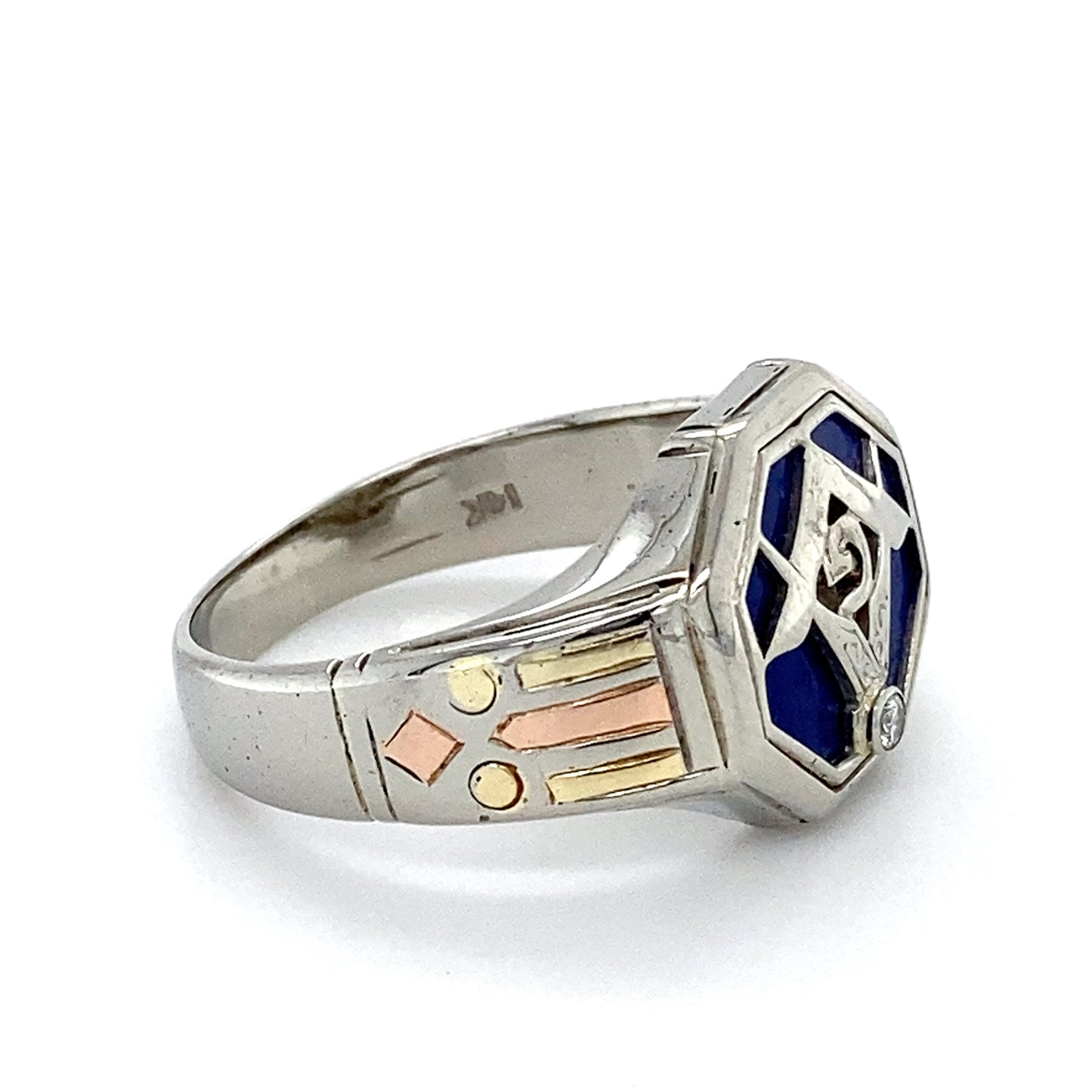 14K White Gold Diamond Gentleman's Ring; 5.5DWT; Size 10.5