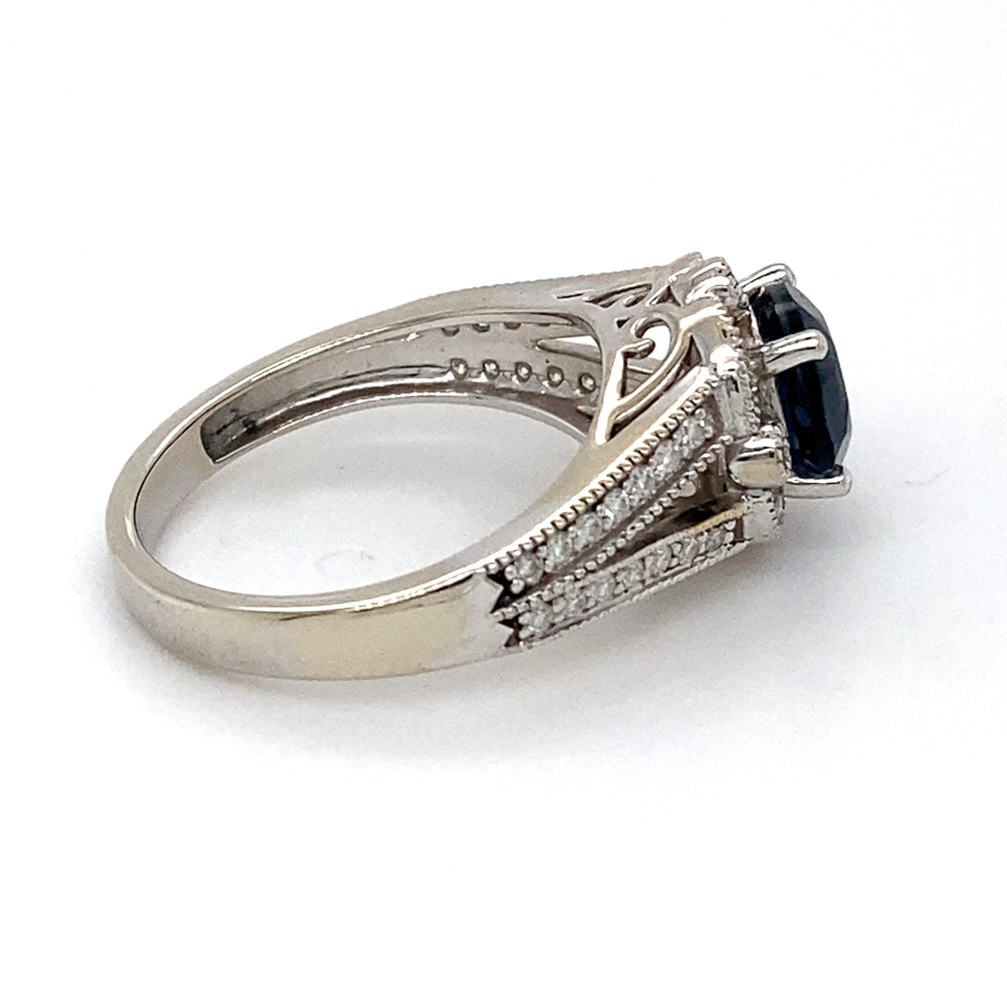 14K White Gold Topaz and Diamond Ring; 0.25CTW; Size 6