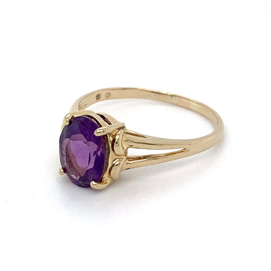 14K Yellow Gold Amethyst Ring; 1.5DWT; 1.14CTW; Size 7.5; 2.4g